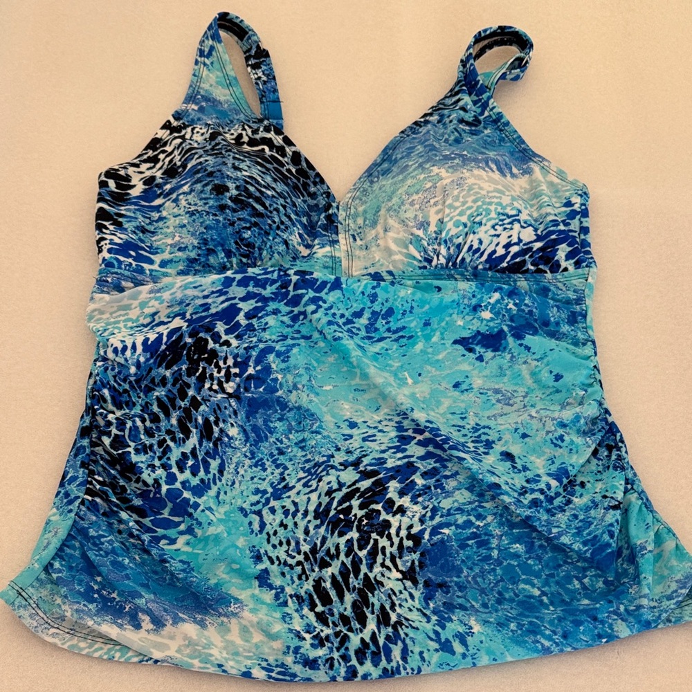 Ceeb Blue Patterned Women's Swim Top